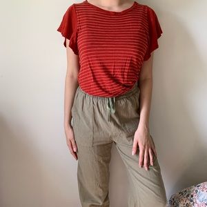 T.la Anthropologie red stripe T-shirt